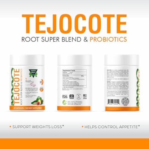 GREEN ROYALTY TEJOCOTE Root Super Blend & PROBIOTICS (60Cap) Weight Loss Premium Dietary Supplement | 1 Billion PROBIOTICS | Support Weight Loss |Helps Control Appetite - 2 Month S