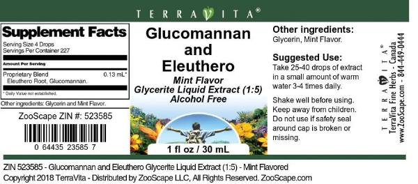 Terravita Glucomannan and Eleuthero Glycerite Liquid Extract (1:5) - Mint Flavored (1 oz, ZIN: 523585)