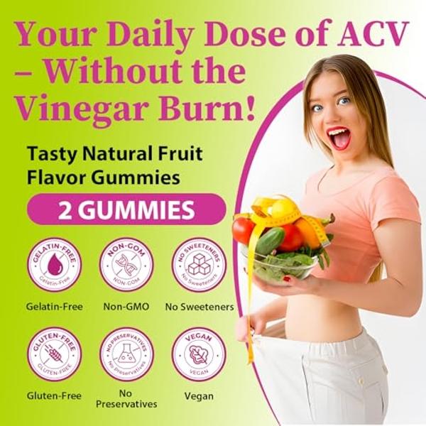 Apple Cider Vinegar Gummies, Keto ACV Gummies for Women and Men, Apple Cider Vinegar Supplement with Green Tea Extract, Probiotic for Detox Cleanse, Metabolism, Energy & Digestive 