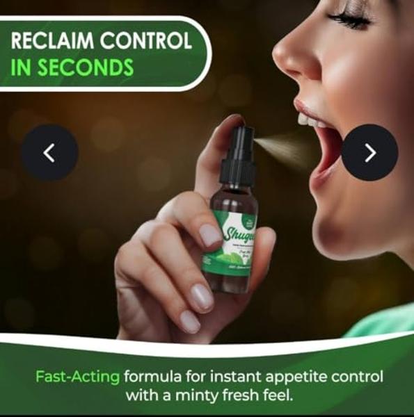 SHUGEEZE Sugar Craving Suppressant Mint Oral Spray - Fast-Acting, All-Natural Formula with Gymnema Sylvestre Extract - Sugar Blocker Supplement for Appetite Control - 1 oz
