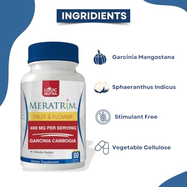 Logic Nutra Meratrim Proprietary Blend 400 mg - Garcinia Mangostana (Fruit Rind) Extract - Stimulant Free - 60 Vegetable Capsules