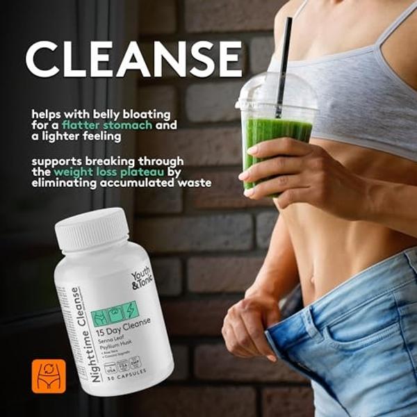 Youth & Tonic Sculpt Shred Cleanse Detox 3X Weight Loss Pills: Appetite Suppressant, Fat Burner, Energy Booster & Nighttime Cleanse for Diet – 120 Pills