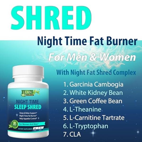 Weight Loss Sleep Aid Night Time Shred Fast Fat Burner, Melatonin L-theanine Cla Ashwagandha Valerian Root 5HTP Pill, Appetite Suppressant Metabolism Booster Calm Supplement for Wo