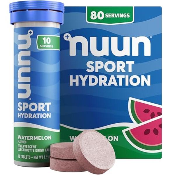 Nuun Sport Electrolyte Tablets for Proactive Hydration, Watermelon, 8 Pack (80 Servings)