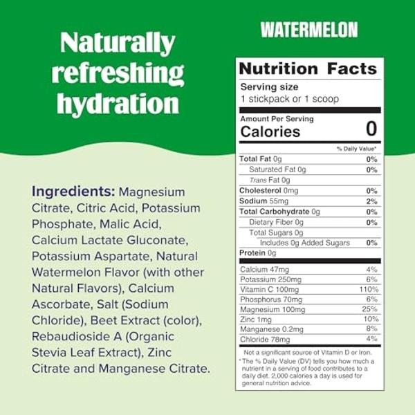 Ultima Replenisher Daily Electrolyte Powder Drink Mix – Watermelon, 30 Servings – Hydration Powder with 6 Key Electrolytes and Trace Minerals – Keto Friendly, Vegan, Non-GMO and Su