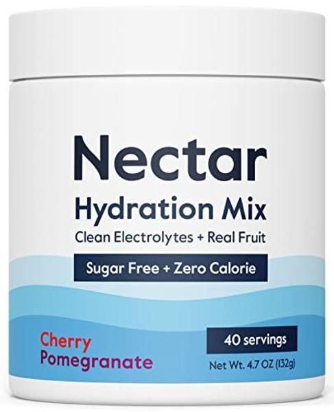 Nectar Sugar Free Electrolytes Powder - Organic Fruit No Sugar or Calories - Hydration Powder for Dehydration Relief and Rapid Rehydration - Keto and Paleo (Cherry Pom 40 Serving T