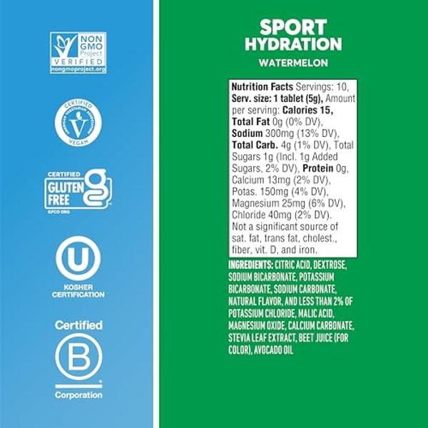 Nuun Sport Electrolyte Tablets for Proactive Hydration, Watermelon, 8 Pack (80 Servings)