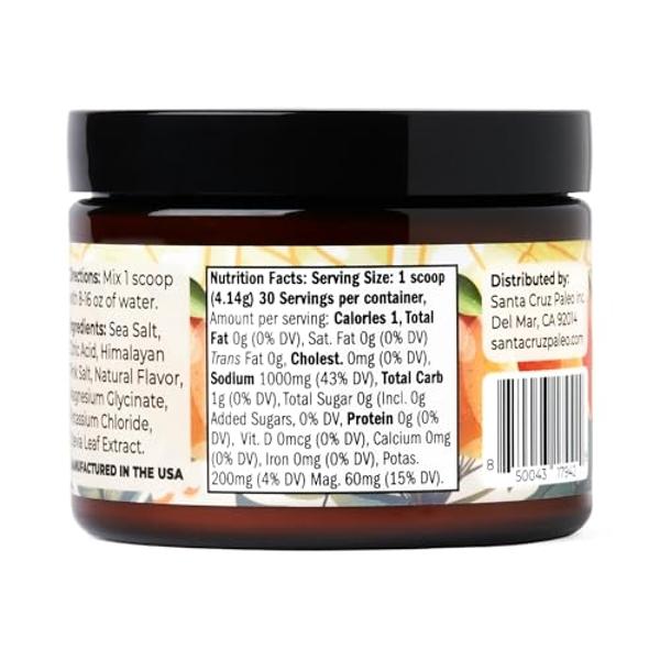 Santa Cruz Paleo Electrolyte Powder Mango Lemonade with Himalayan & Sea Salt, Magnesium, Potassium, Sugar-Free, 30 Servings