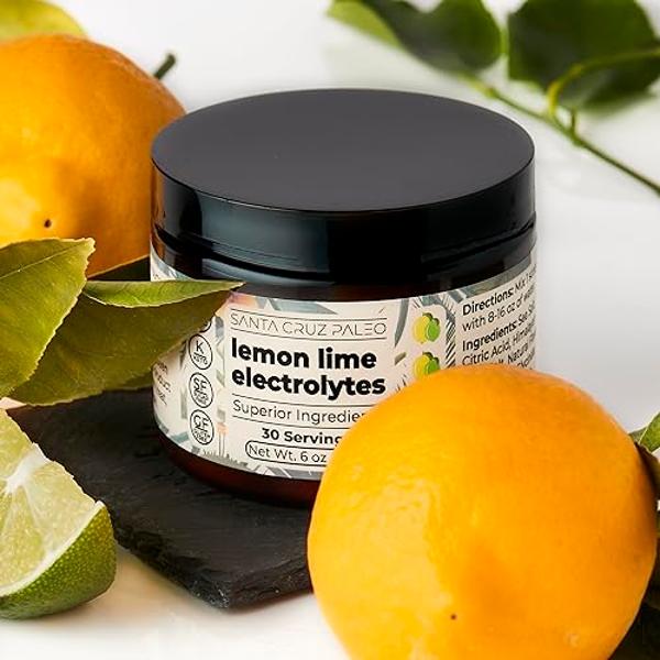 Santa Cruz Paleo Electrolyte Powder Lemon Lime with Himalayan & Sea Salt, Magnesium, Potassium, Sugar-Free, 30 Servings