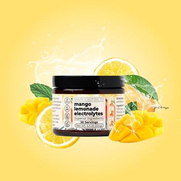Santa Cruz Paleo Electrolyte Powder Mango Lemonade with Himalayan & Sea Salt, Magnesium, Potassium, Sugar-Free, 30 Servings