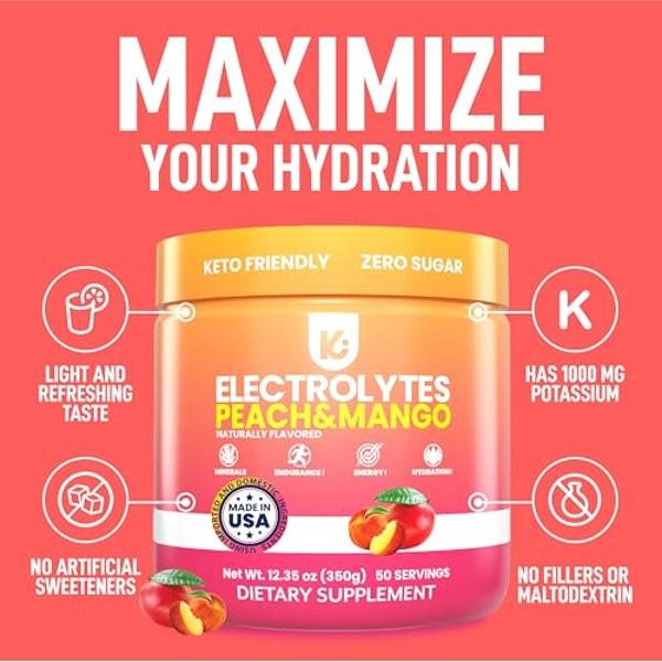 Keppi Keto Hydration Electrolytes - Peach Mango - Electrolyte Powder No Sugar - Sips Like Sunshine - Keto Electrolytes Powder - Electrolytes Powder Sugar Free - Electrolytes Powder