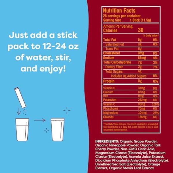 FlavCity Fruit Punch Electrolytes Powder Packets - 28 Hydration Packets - No Added Sugar - Hydration Powder with Real Fruit & Unrefined Sea Salt - Keto & Gluten-Free (28 Stick Pack
