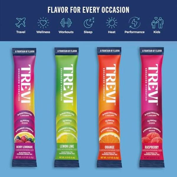 TREVI™ Sugar Free Electrolytes - Drink Mix Hydration Powder Packets - 28 Count - Variety Pack 1