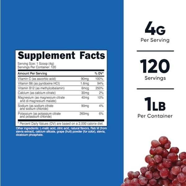 Nutricost Electrolyte Complex Powder (120 Servings, Grape) - Hydration Supplement Drink Mix with Vitamins and Minerals