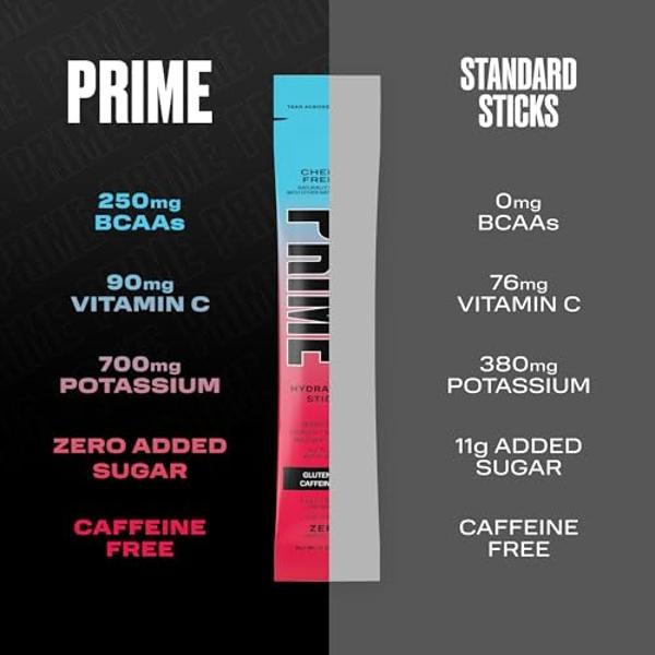PRIME HYDRATION+ Sticks Cherry Freeze | Hydration Powder Single Serve Sticks | Electrolyte Powder On The Go | Low Sugar | Caffeine-Free | Vegan | 16 Sticks