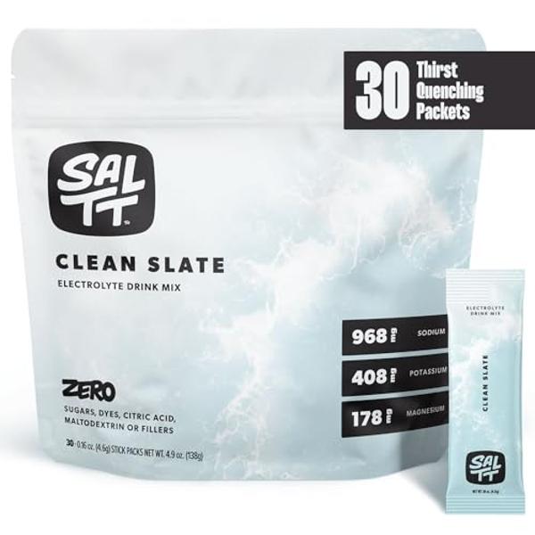 Keto Chow SALTT Electrolytes Powder Unflavored Drink Mix - Clean Slate - 30 Hydration Packets - Magnesium, Potassium, Sodium, Trace Minerals - Zero Sugar & Gluten Free - Travel Ess