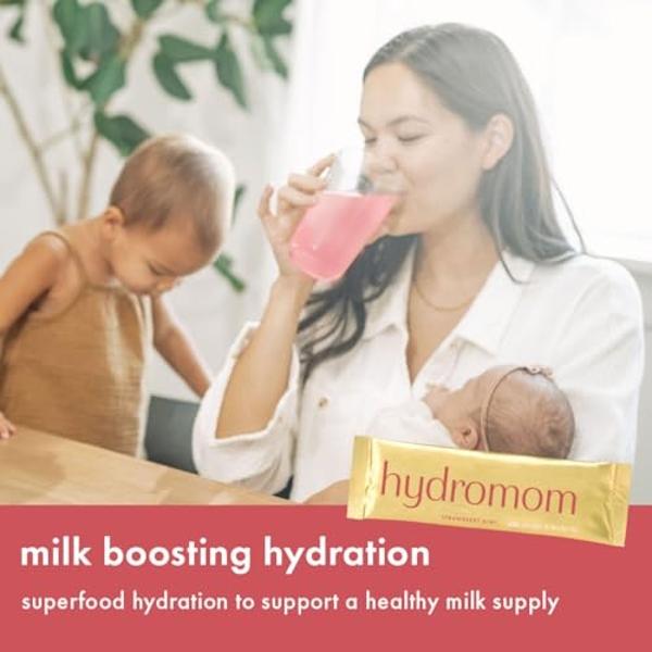 Boobie Hydromom Superfood Electrolyte Drink Mix, Strawberry Kiwi | Refreshing Energy & Hydration Boost for Mamas | On-The-Go & Travel Essentials for Pregnancy, Lactation, & Beyond,