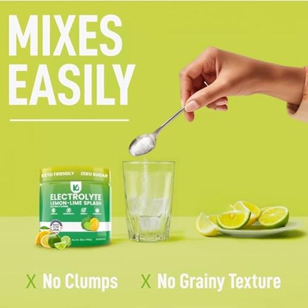 Keppi Keto Electrolytes Powder No Sugar - Zero Carbs - Made in USA - Advanced Hydration, Performance & Recovery - Delicious Lemon Lime Flavor - Mixes Easily No Clumps