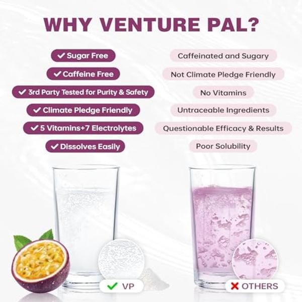 Venture Pal Sugar Free Electrolyte Powder Packets - Liquid Daily IV Drink Mix for Rapid Hydration & Party Recovery | 5 Vitamins & 7 Electrolytes| Keto Friendly | Non-GMO | Certifie