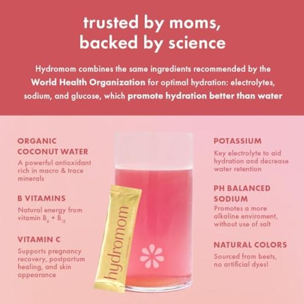 Boobie Hydromom Superfood Electrolyte Drink Mix, Strawberry Kiwi | Refreshing Energy & Hydration Boost for Mamas | On-The-Go & Travel Essentials for Pregnancy, Lactation, & Beyond,