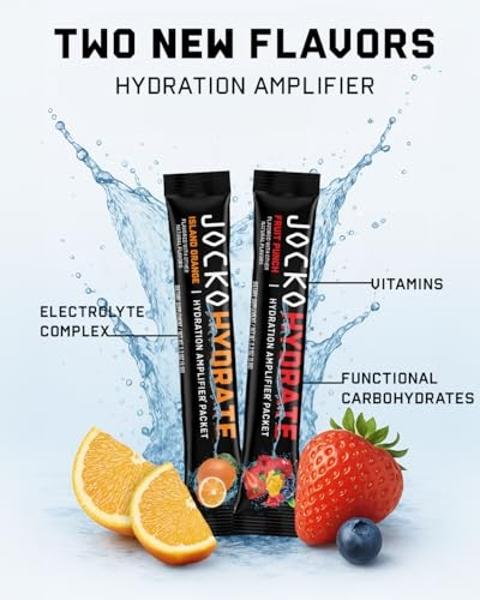 Jocko Fuel Hydrate Electrolytes Powder Packets Low Sugar - Hydration Amplifier Packets for Recovery, Dehydration, & Exercise - with Vitamins B6, B12 & C (16 Packets) Fruit Punch