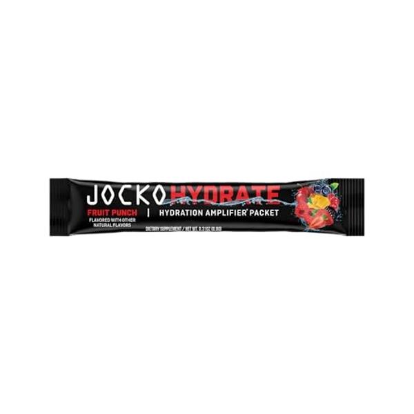 Jocko Fuel Hydrate Electrolytes Powder Packets Low Sugar - Hydration Amplifier Packets for Recovery, Dehydration, & Exercise - with Vitamins B6, B12 & C (16 Packets) Fruit Punch