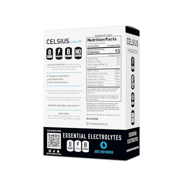 CELSIUS Hydration™ Blue Razz Flavor, Essential Electrolyte Hydration Packets (Pack of 14)
