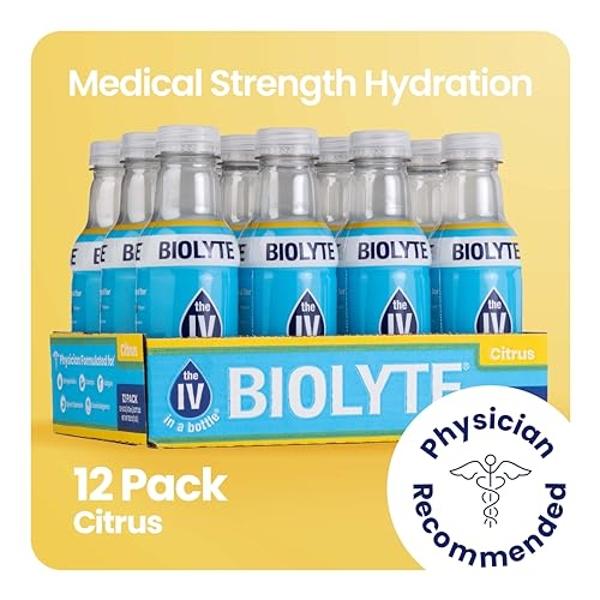 BIOLYTE Electrolyte Drink - Doctor-Formulated Hydration Drink, HSA & FSA Electrolytes Water, Chemotherapy Must Haves for Women and Men, Rehydration IV Liquid in a Bottle - Citrus, 
