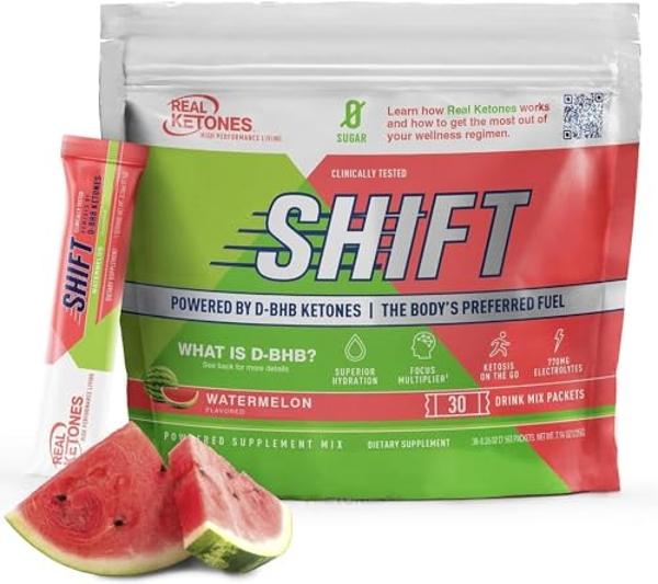 Real Ketones BHB Exogenous Ketones Drink Mix Packets Keto Electrolytes Powder Packets No Sugar with 4 Main Fasting Electrolytes Plus Hydrating Patented Keto BHB - 30 Count Watermel