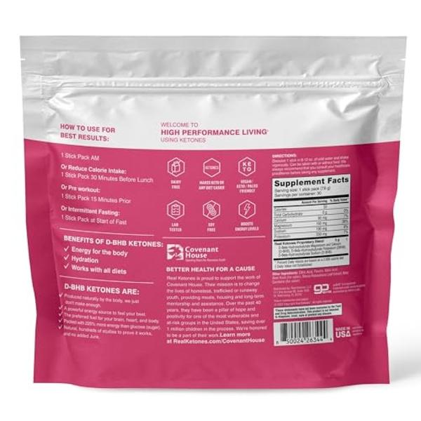 Real Ketones BHB Exogenous Ketones Drink Mix Packets Keto Electrolytes Powder Packets No Sugar with 4 Main Fasting Electrolytes Plus Hydrating Patented Keto BHB - 30 Count Raspberr