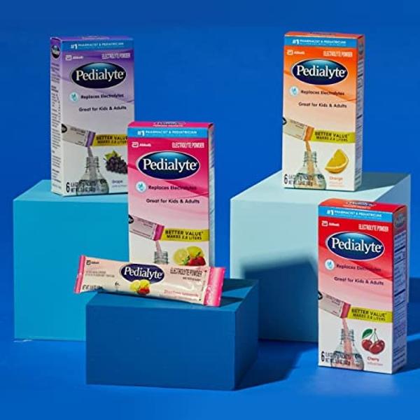 Pedialyte Electrolyte Powder Packets, Cherry, Hydration Drink, 6 Single-Serving Powder Packets