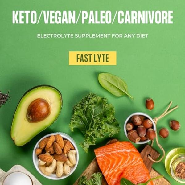 FAST LYTE No Sugar Electrolytes Powder in The Raw | Mix in Coffee, Soup, Juice, Water, Smoothies, Broth, Anything | No Sweeteners or Flavorings | Keto & Sugar Free | Non-GMO & Vega