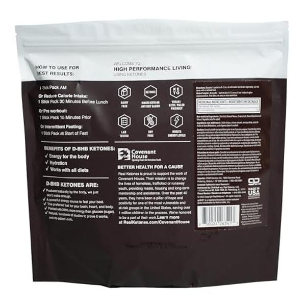 Real Ketones BHB Exogenous Ketones Drink Mix Packets Keto Electrolytes Powder Packets No Sugar with 4 Main Fasting Electrolytes Plus Hydrating Patented Keto BHB - 30 Count Black Ch
