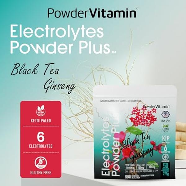 PowderVitamin Electrolytes Powder Plus (20 Servings) Tangerine Pineapple Electrolyte Powder Zero Calorie Keto,0Sugar,No Maltodextrin,1000mg Potassium,120mg Calcium,120mg Magnesium,