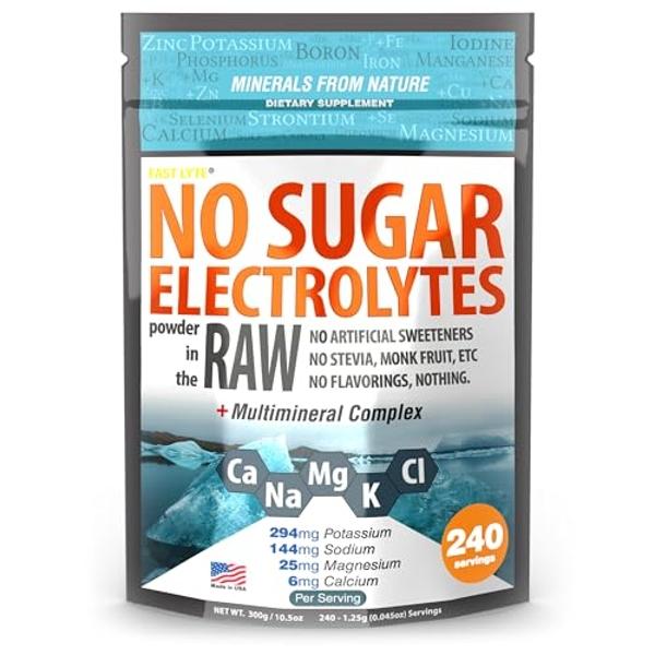 FAST LYTE No Sugar Electrolytes Powder in The Raw | Mix in Coffee, Soup, Juice, Water, Smoothies, Broth, Anything | No Sweeteners or Flavorings | Keto & Sugar Free | Non-GMO & Vega