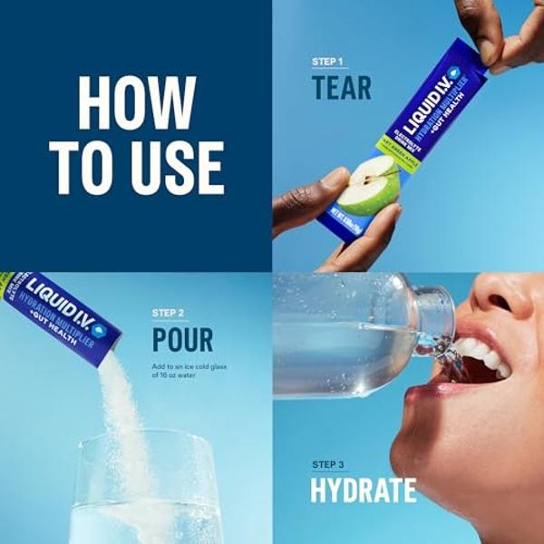 Liquid I.V.® Hydration Multiplier® + Probiotic Kombucha - Tart Green Apple - Hydration Powder Packets | Electrolyte Drink Mix | Easy Open Single-Serving Stick | Non-GMO | 14 Servin
