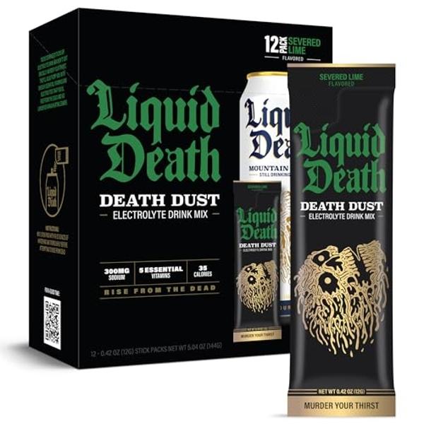 Liquid Death Electrolyte Death Dust - Lime Flavored Hydration Powder Packets - Severed Lime - 12-Stick Pack - Electrolyte Replacement