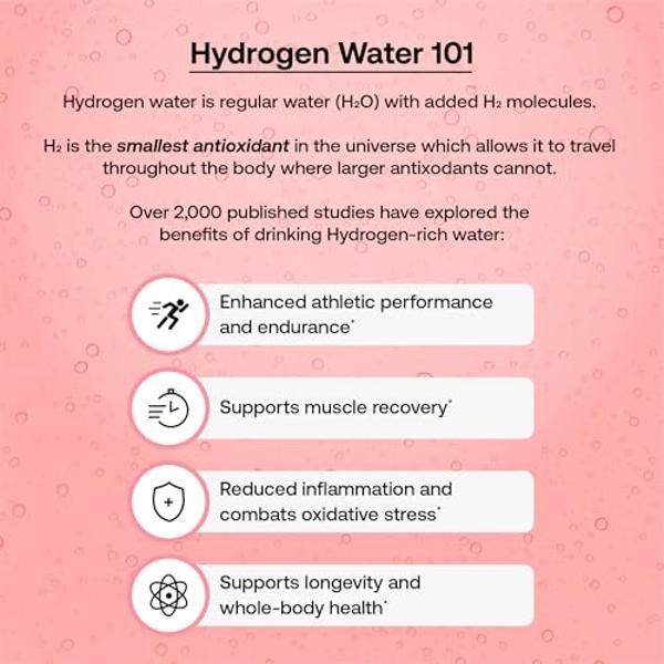 Hydrofy Hydrogen Water + Electrolytes Drink Mix | H2 Hydration Packets with Molecular Hydrogen, Sodium, Potassium, Magnesium, Calcium, and Minerals | No Sugar | Raspberry 25 Ct