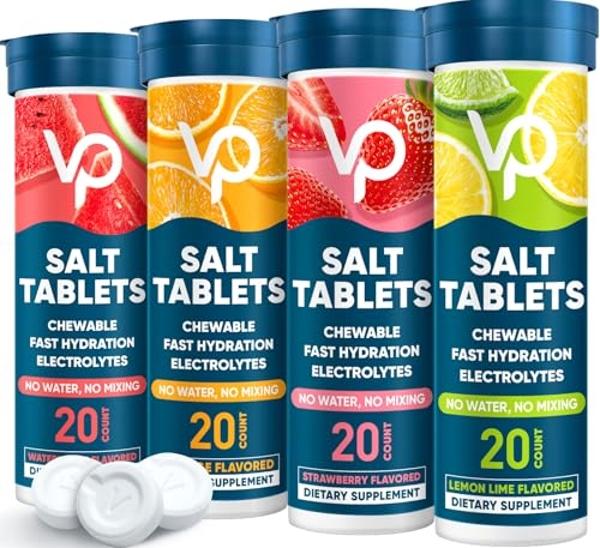 Venture Pal Chewable Electrolyte Tablets, Fast-Dissolve Sugar-Free Stick Salt Tablets - Variety Pack for Rapid Hydration, Outdoor Running, Hiking, Sports | Keto & Vegan Friendly | 