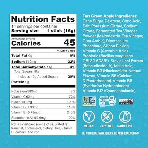 Liquid I.V.® Hydration Multiplier® + Probiotic Kombucha - Tart Green Apple - Hydration Powder Packets | Electrolyte Drink Mix | Easy Open Single-Serving Stick | Non-GMO | 14 Servin