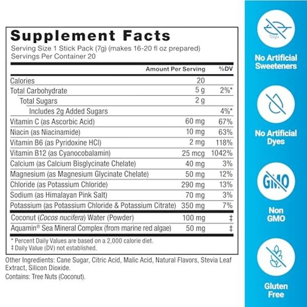 FORCE FACTOR Liquid Labs Electrolytes Powder Packets—Lemon Lime—Hydration Packets to Make Electrolyte Water with 5 Essential Electrolytes, Vitamins, Minerals, and Antioxidants, 20 