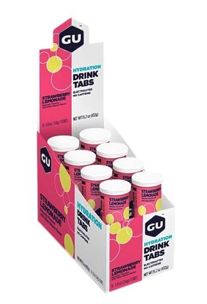 GU Energy Hydration Electrolyte Drink Tablets, Vegan, Gluten Free & Caffeine Free, Enhanced Endurance Sports Drink for Running, Cycling, Triathlon, 4-Count (48 Servings), Strawberr