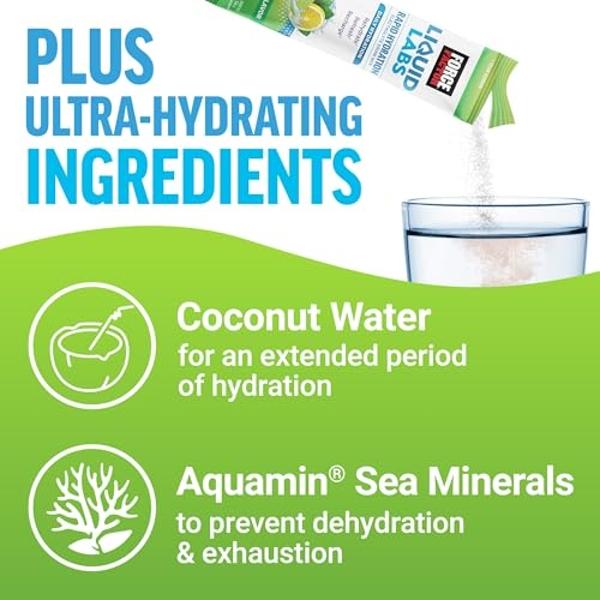 FORCE FACTOR Liquid Labs Electrolytes Powder Packets—Lemon Lime—Hydration Packets to Make Electrolyte Water with 5 Essential Electrolytes, Vitamins, Minerals, and Antioxidants, 20 