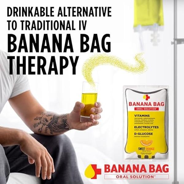 Banana Bag Oral Solution Recovery Packets – Sweet Orange 30pk | A Refreshing Blend of Electrolytes, Vitamin C, and B-Complex for Hydration and Energy. Convenient, Easy-to-Mix, and 