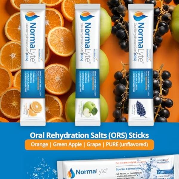 NormaLyte Oral Rehydration Salts Helps dietary management of POTS Syndrome symptoms- 1 Pouches -30 Sticks (Yields 500mL per Pack)-Grapes| Energy Supplements, Potassium Supplement, 