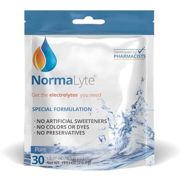 NormaLyte Oral Rehydration Salts- Helps Dietary Management of POTS Syndrome Symptoms-1 Pouches - 30 Sticks (Yields 500mL per Pack)-Pure| Energy Supplements, Potassium Supplement, D
