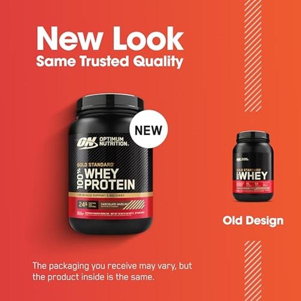 Optimum Nutrition Gold Standard 100% Whey Protein Powder, Chocolate Hazelnut, 2 Pound (Packaging May Vary)