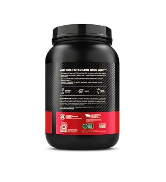 Optimum Nutrition Gold Standard 100% Whey Protein Powder, Strawberry & Cream, 2 Pound (Packaging May Vary)