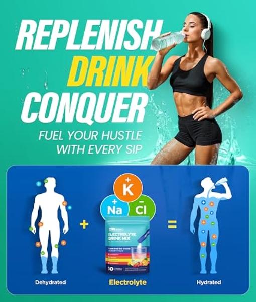 Dralot Sugar Free Electrolytes Powder with Natural Flavors, 3X Rapid Hydration Packets with 10 Electrolyte & Vitamins, Liquid Daily IV, Non-GMO, Gluten-Free, Keto, Vegan, 16 Sticks