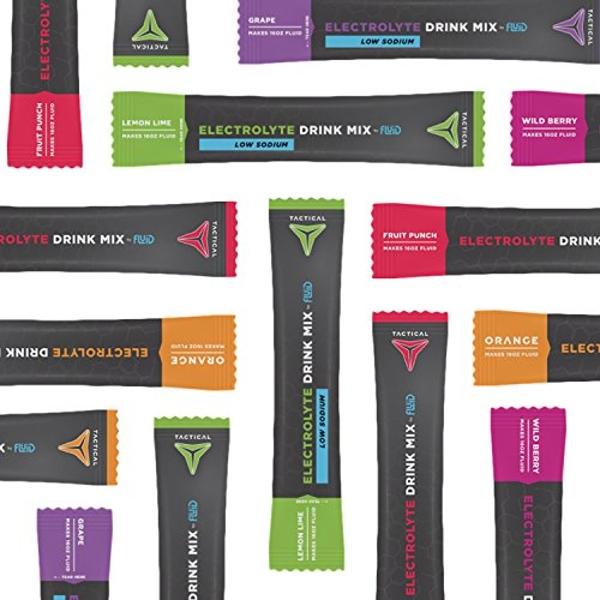 Fluid Tactical - Electrolyte Powder Packets, Accelerate Re-Hydration, Low Sugar, Electrolyte Drink Mix, Prevent Dehydration, Eliminate Cramps